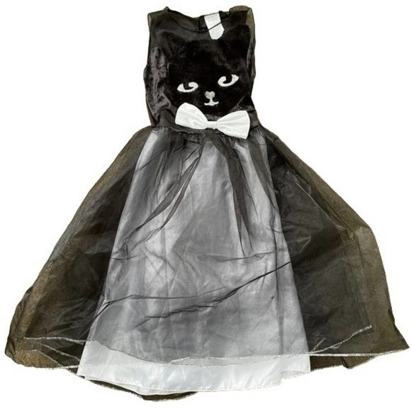 Black Cat Halloween Costume Dress Up Gown Sleeveless Tulle Size Large 10-12 - Picture 1 of 8